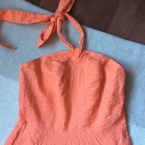 J Crew orange halter dress.